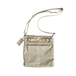 Danier Cream Leather Crossbody Shoulder Organizer Bag